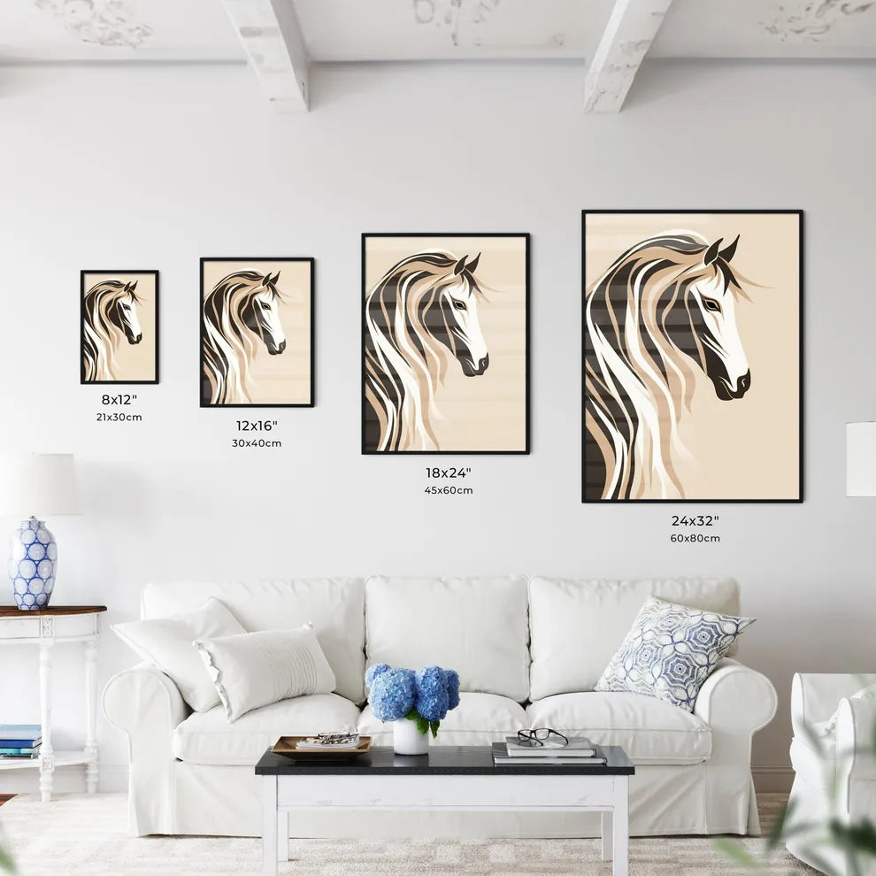 A Poster of Horse Line Drawing Line Style  Size Chart