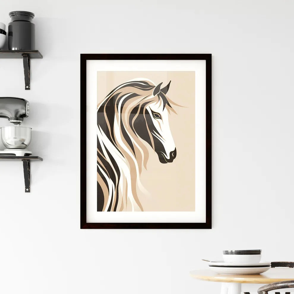 A Poster of Horse Line Drawing Line Style  Framed Print