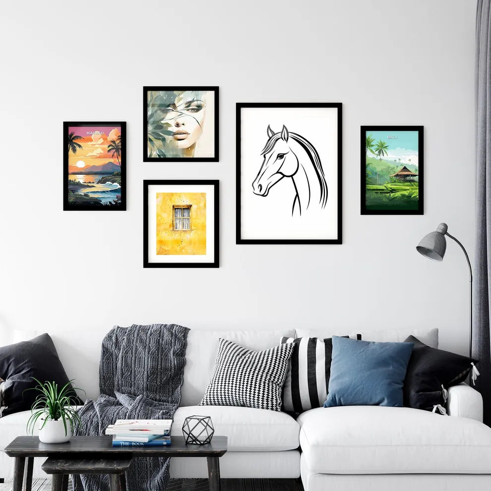 A Poster of Horse Line Drawing Line Style  Art Print