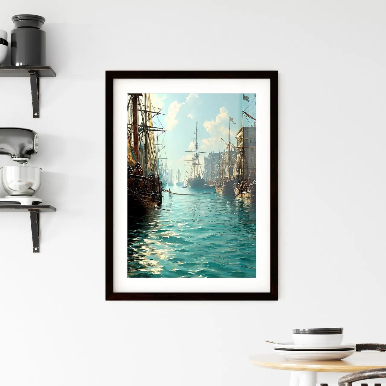 A Poster of injured soldiers - A Group Of Boats In A Harbor Custom Print