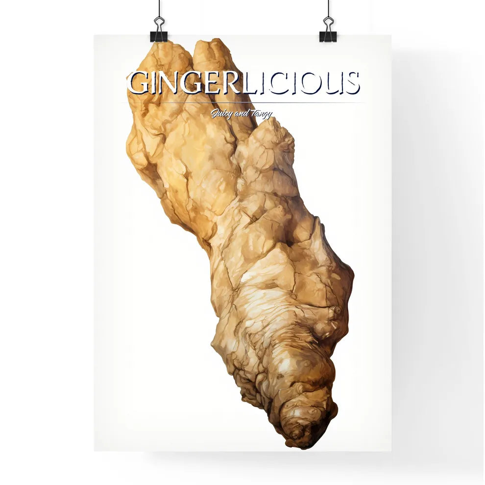 A Poster of Fresh ginger root isolated on white background  Poster