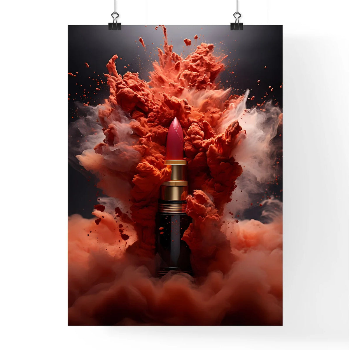 A Poster of powerful explosion of red dust - Poster