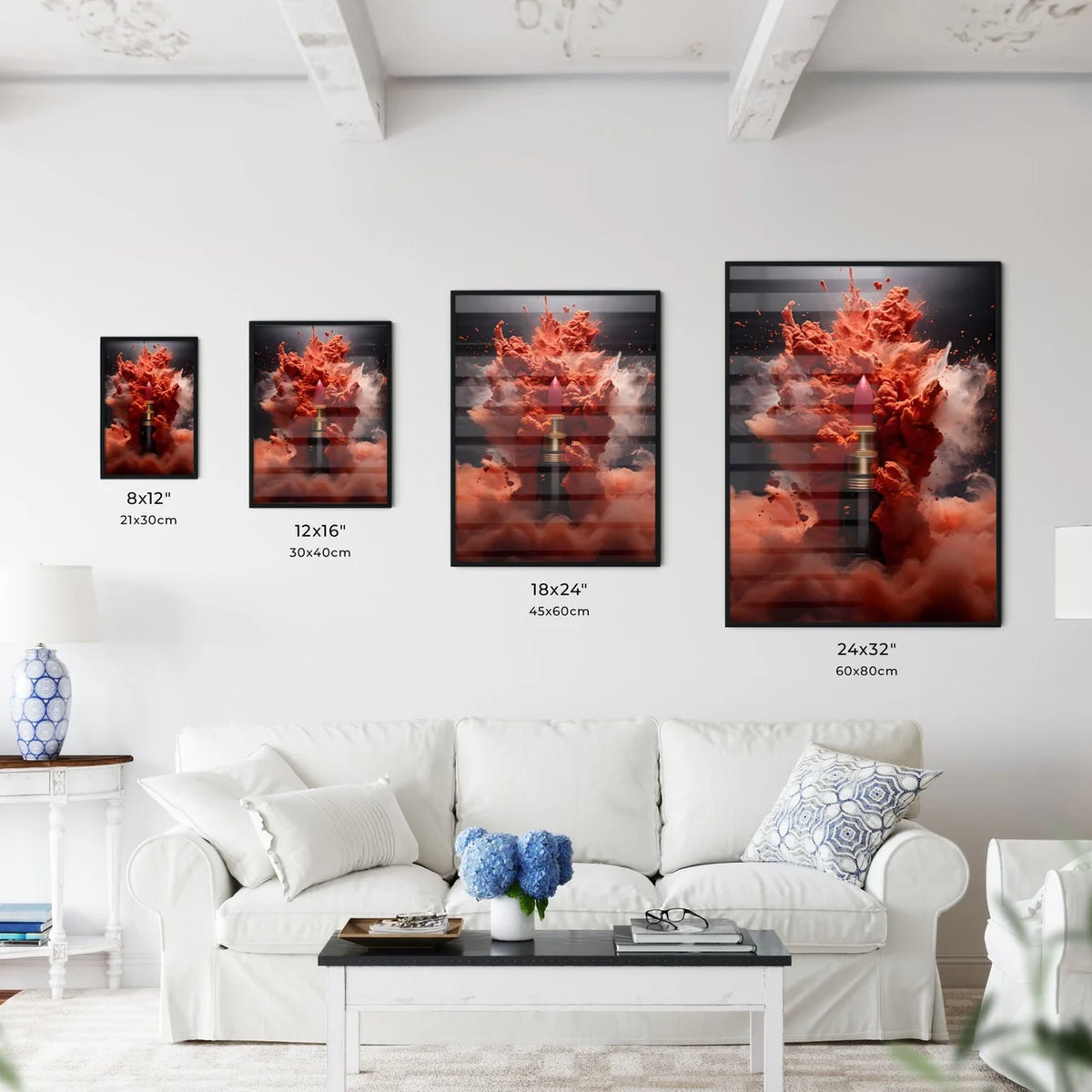 A Poster of powerful explosion of red dust - - Kitchen Hangings