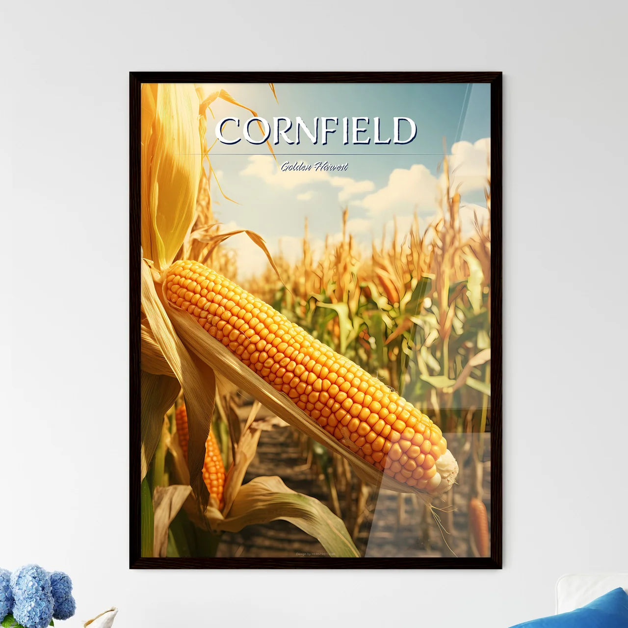 A Poster of A field of ripe corn - A Corn On - Framed Art Print