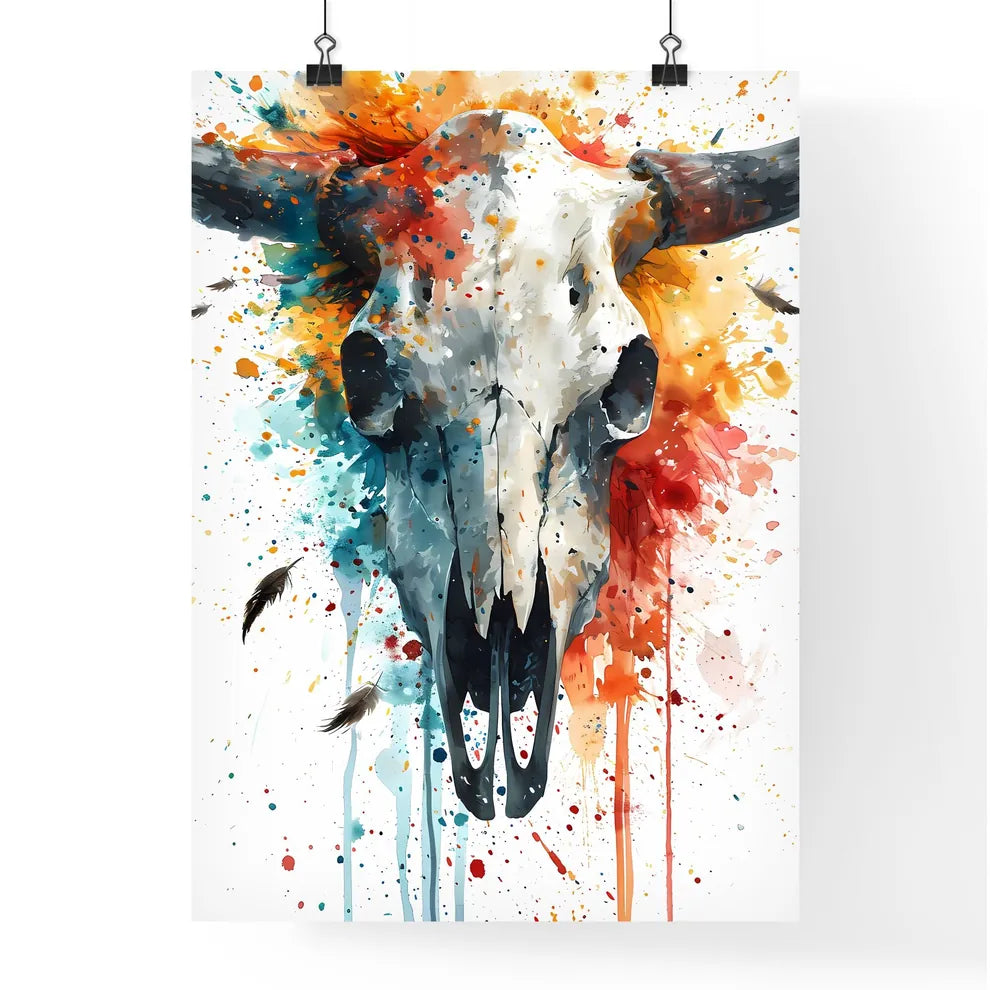 A Poster of native american cow skull  Poster
