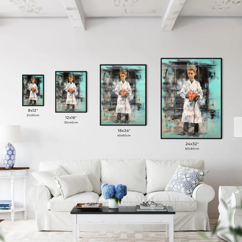 A Poster of kid dressed as a doctor  Size Chart