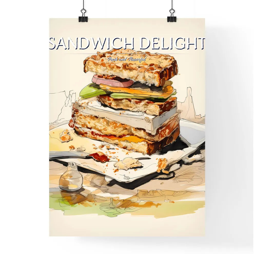A Poster of illustration of a sandwich - A S Poster