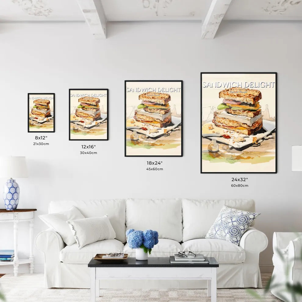 A Poster of illustration of a sandwich - A S - Kitchen Hangings