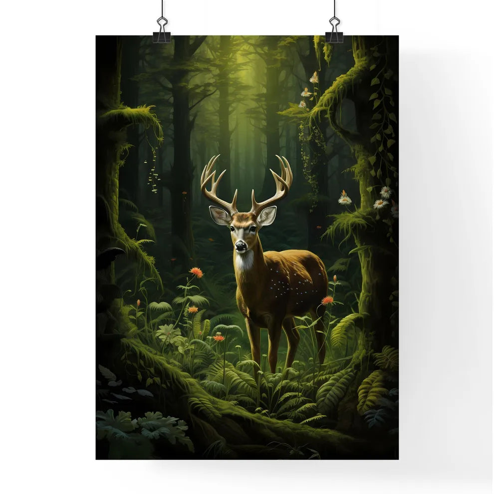 A Poster of deer in the forest  Poster