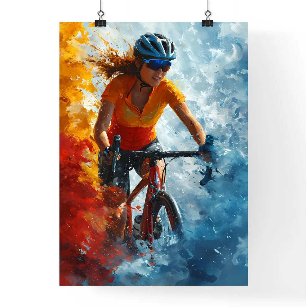 A Poster of an art illustration of a triathl Poster