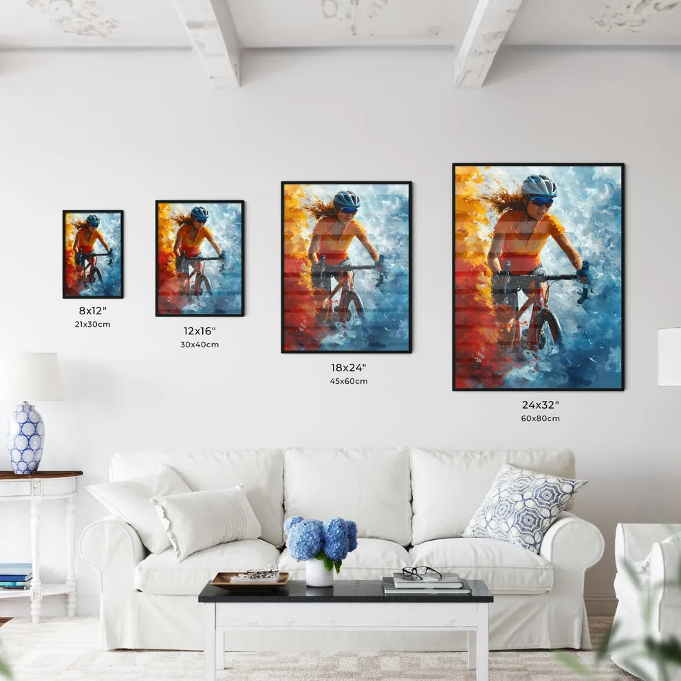 A Poster of an art illustration of a triathl - Kitchen Hangings