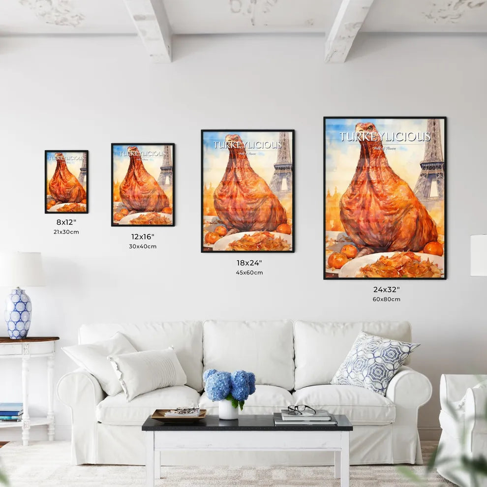A Poster of Thanksgiving turkey  Size Chart
