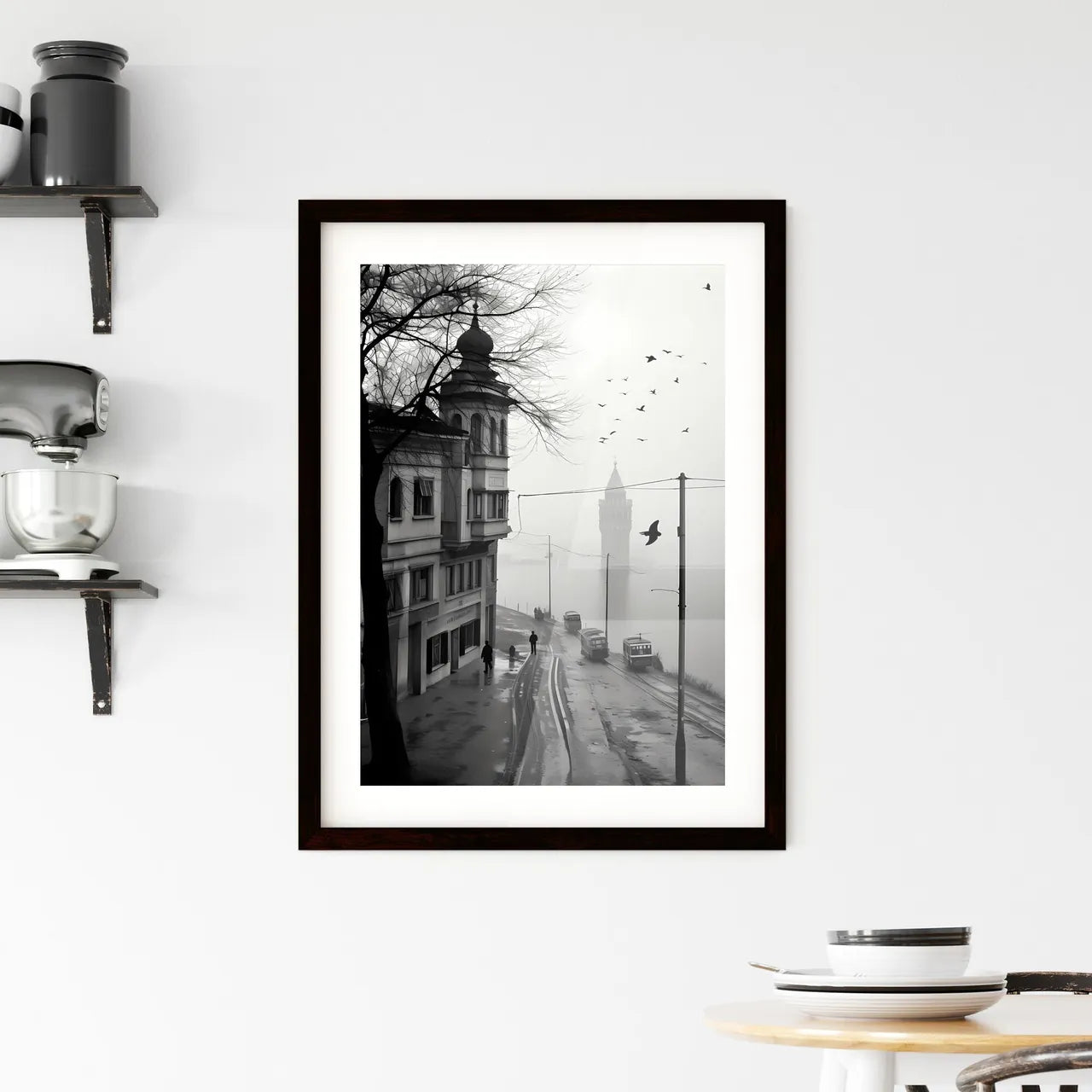 A Poster of Istanbul - A Street With Cars And A Tower In The Background Custom Print