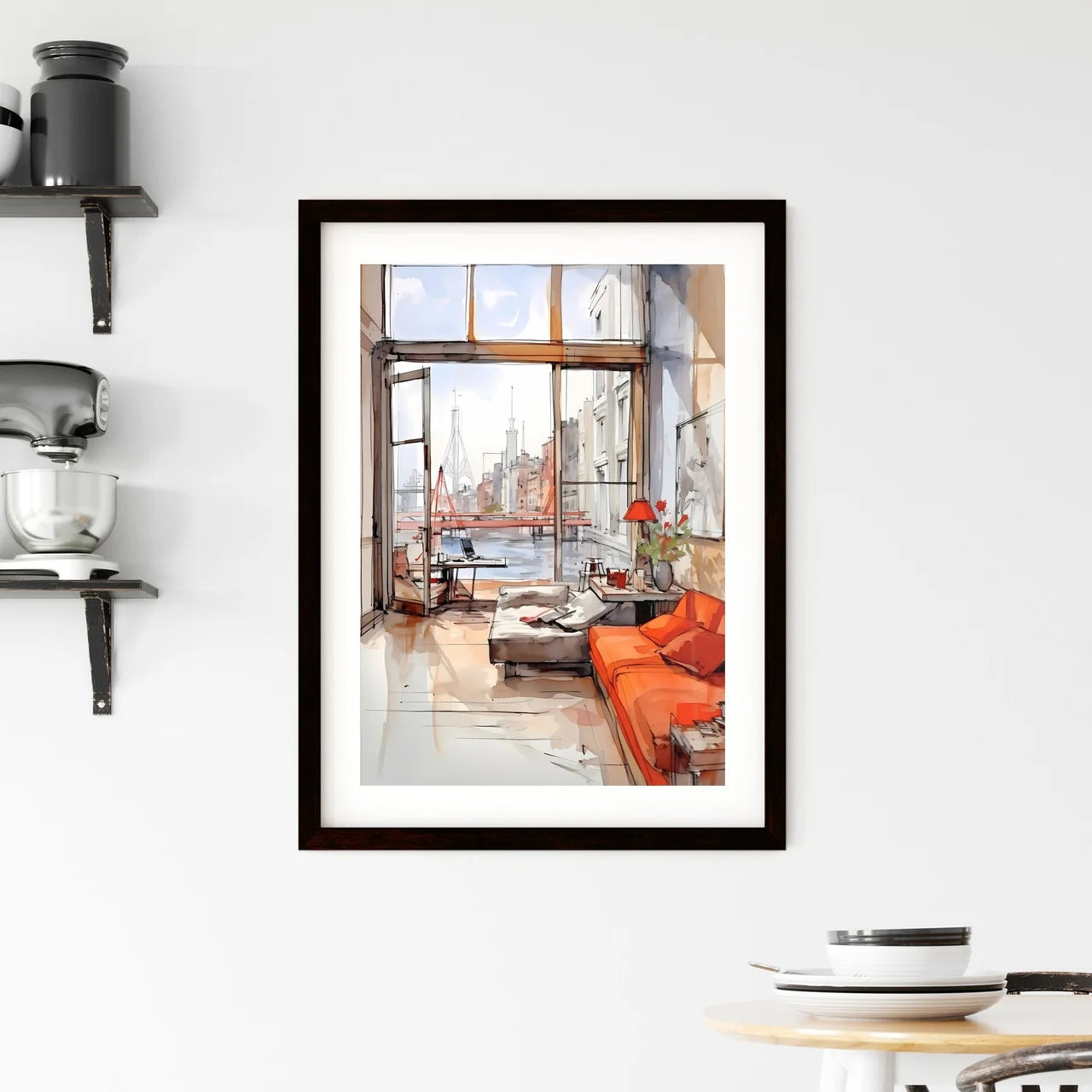 A Poster of Modern studio apartment - A Draw Framed Print