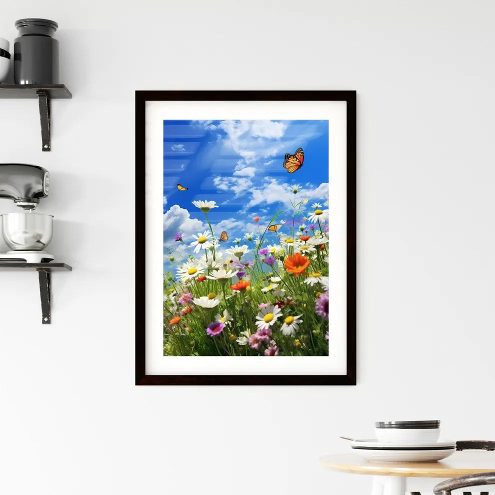 A Poster of A meadow full of flowers  Framed Print