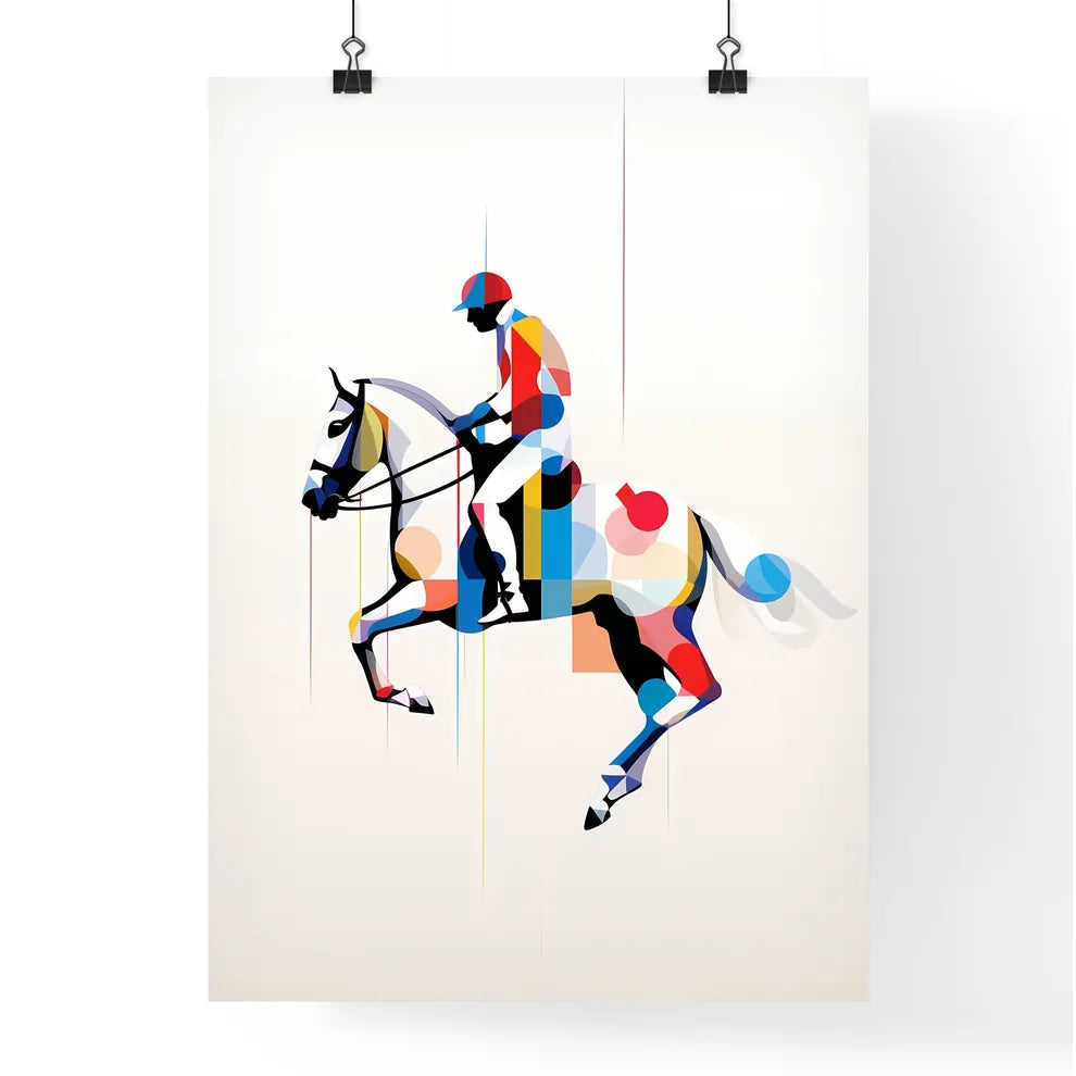 A Poster of minimalist horse rider line art  Poster