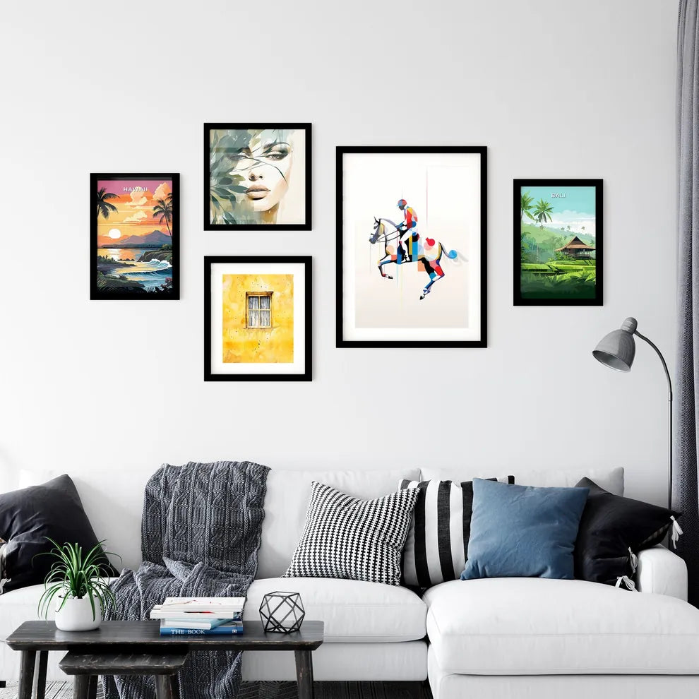 A Poster of minimalist horse rider line art  Art Print