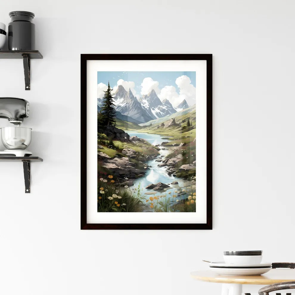 A Poster of Grand Teton National park - A Ri Framed Print