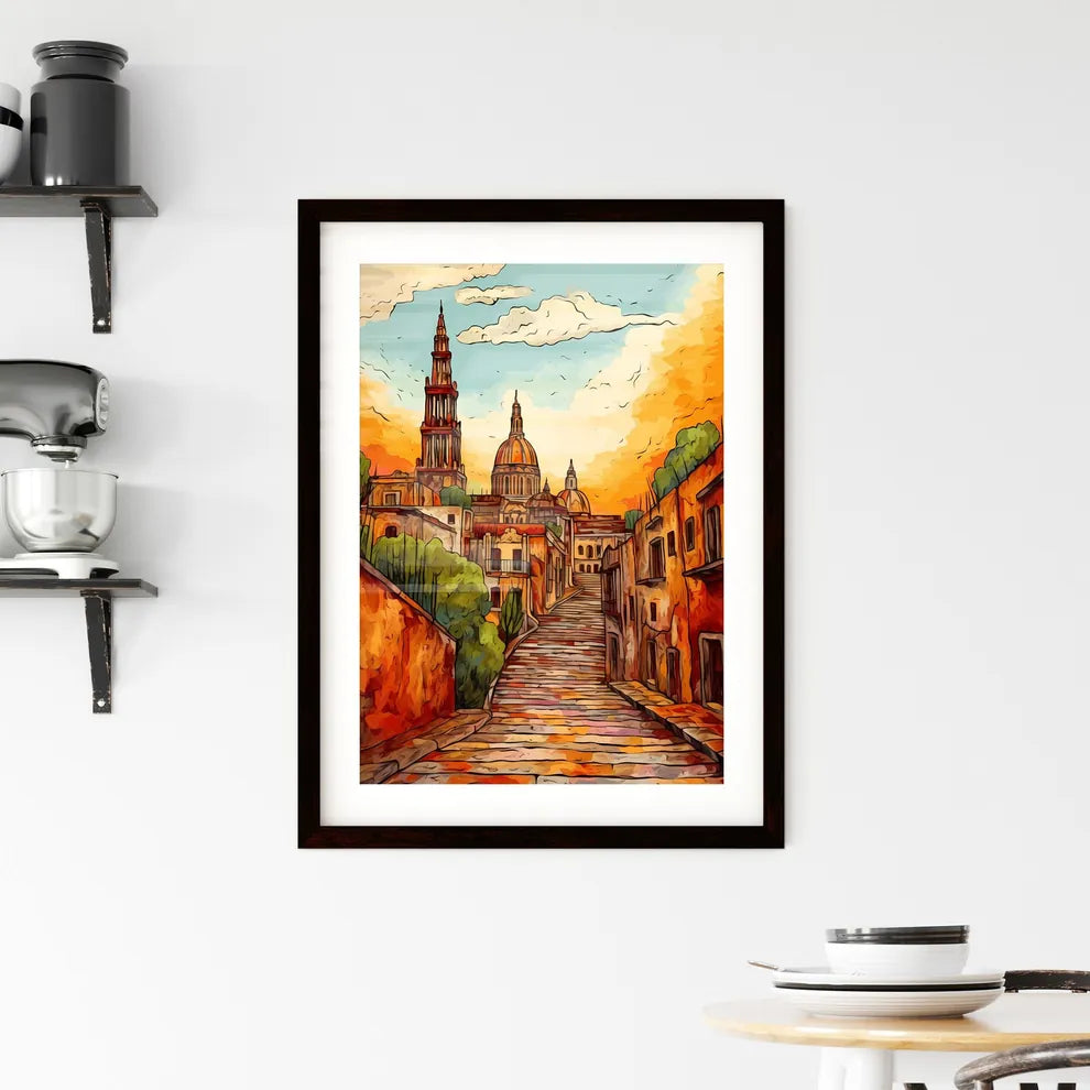 A Poster of cinco de mayo holiday card with copy space - A Painting Of A City Custom Print