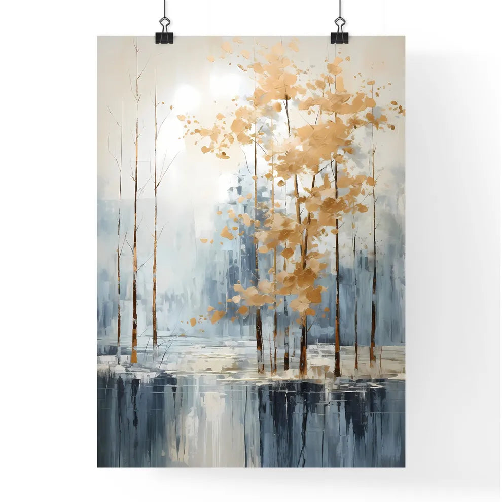 A Poster of painted forest of trees in white Poster