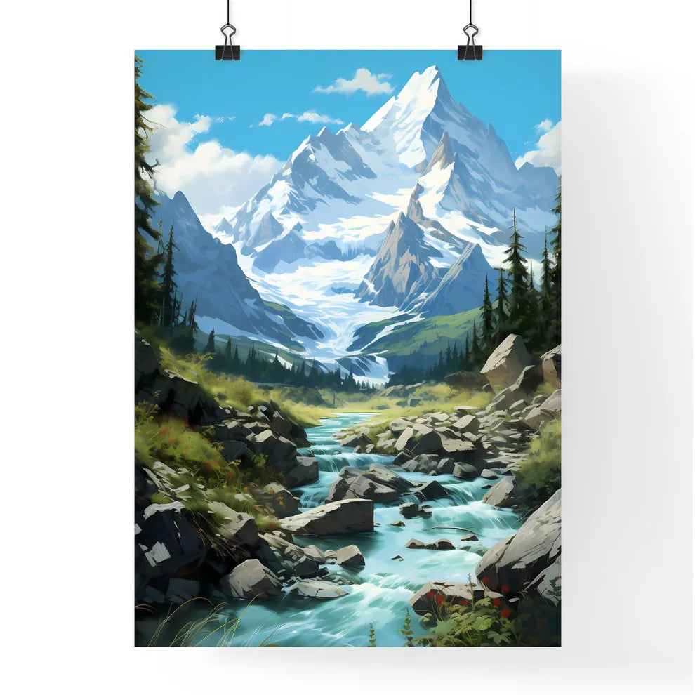 A Poster of Glacier National Park - A River  Poster