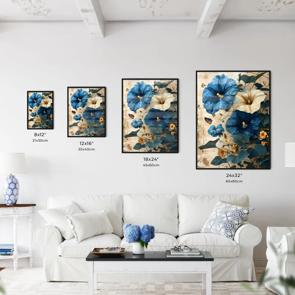 A Poster of morning glory flowers - A Close  - Kitchen Hangings