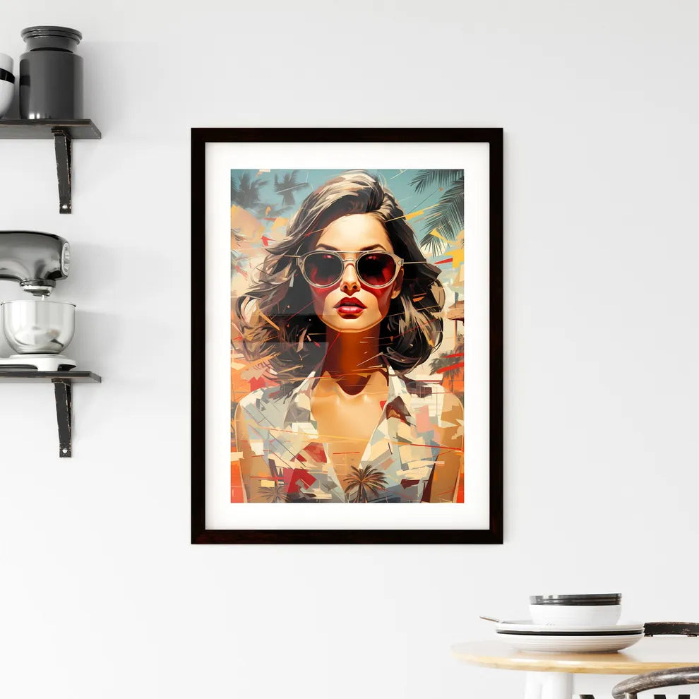 A Poster of Stylish retro poster with beauti Framed Print