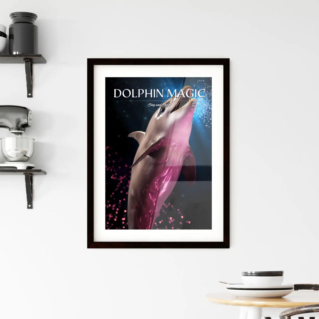 A Poster of A singing dolphin  Framed Print