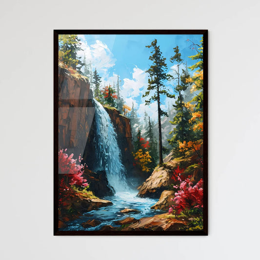 A Poster of Waterfalls landscape - A Waterfa - Framed Art Print