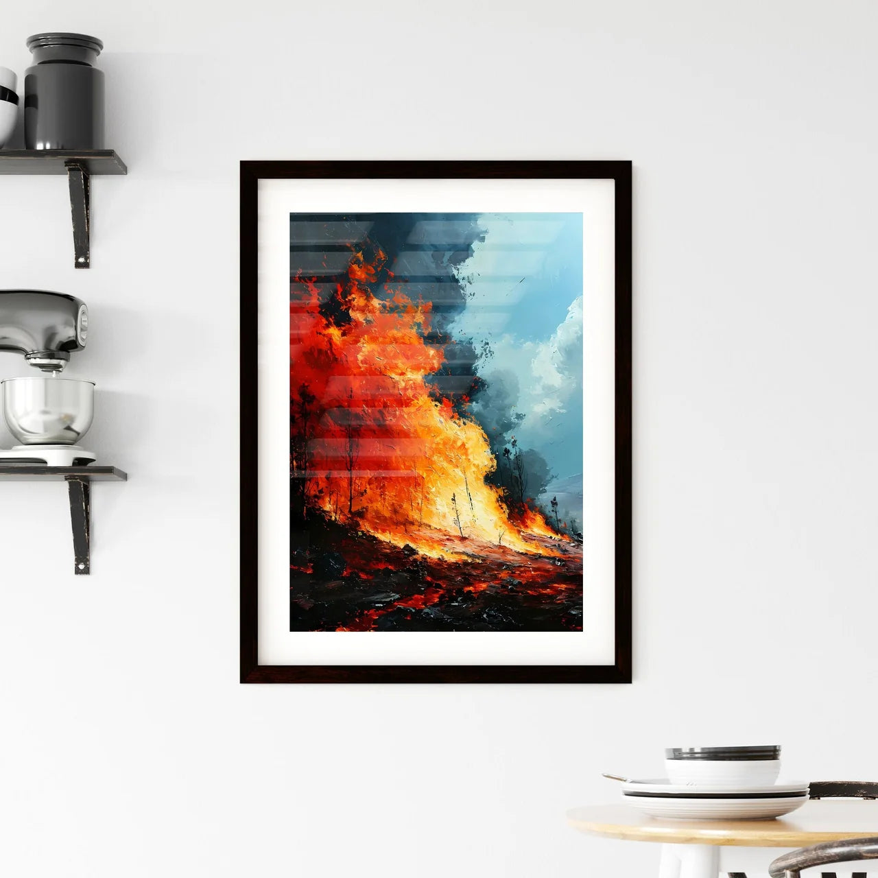A Poster of fire - A Fire In Th Framed Print