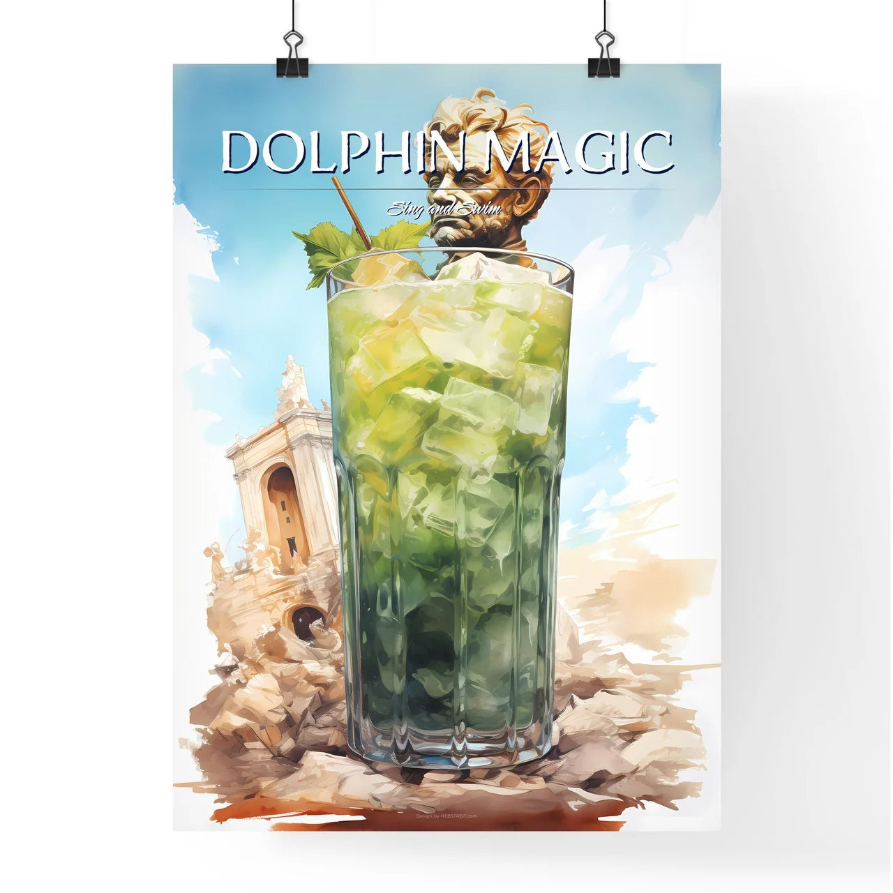 A Poster of mojito drink - A Glass With A St Poster