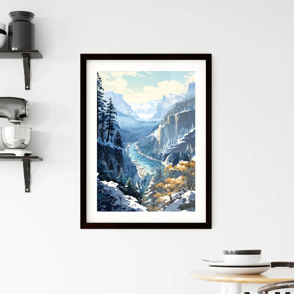 A Poster of Yosemite NAtional Park - A River Framed Print