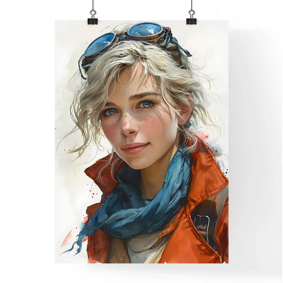 A Poster of gouache painting of a blonde - A Poster