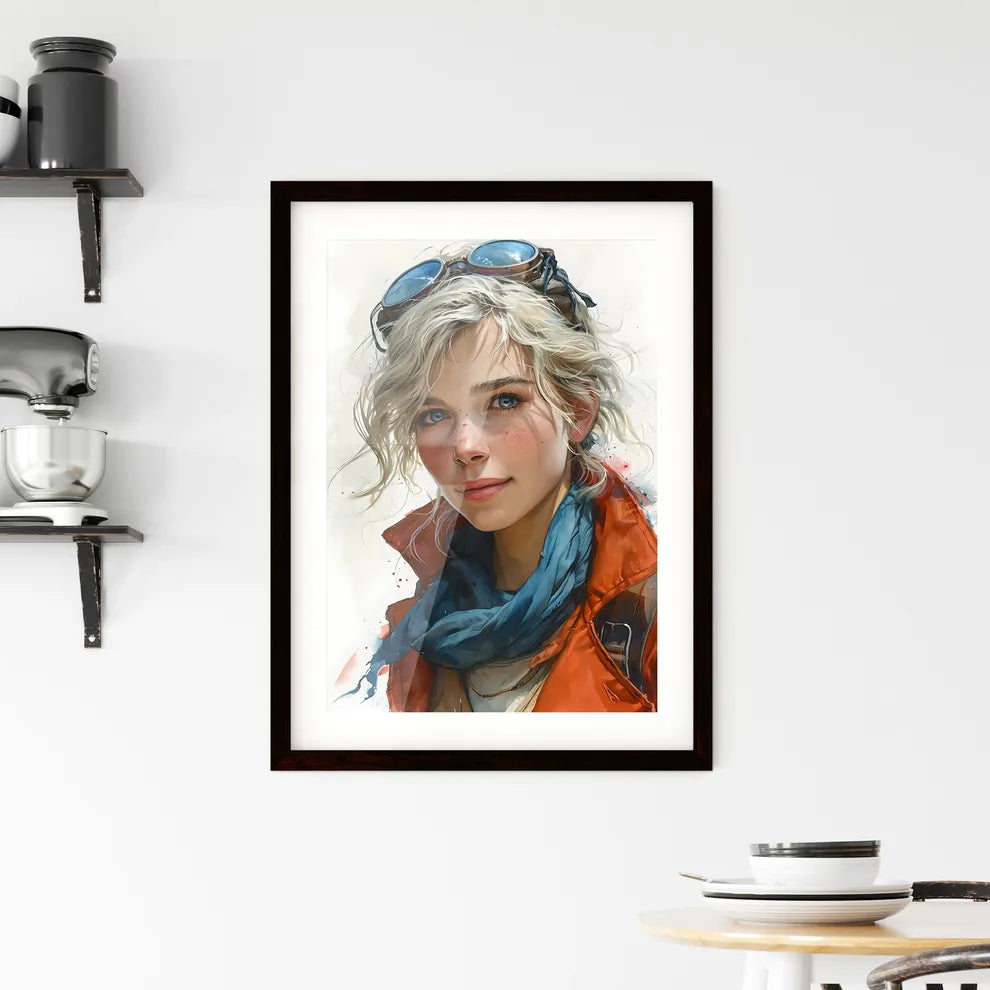 A Poster of gouache painting of a blonde - A Framed Print