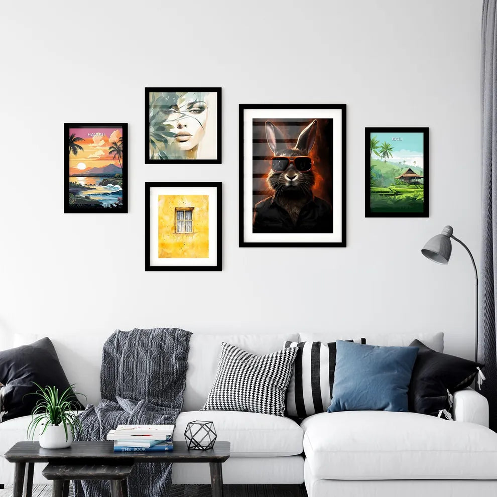 A Poster of A rabbit wearing dark glasses  Art Print
