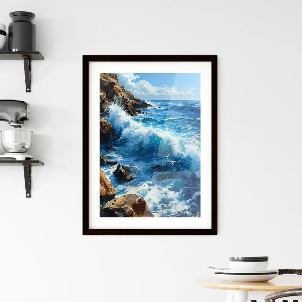 A Poster of waves - Waves Crashi Framed Print