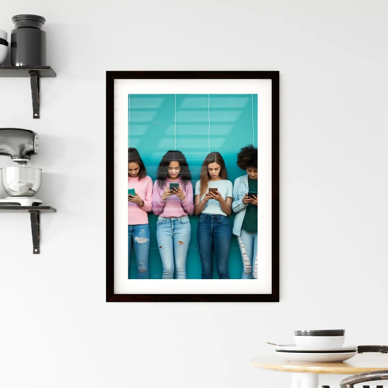 A Poster of Group of multiethnic teenagers a Framed Print