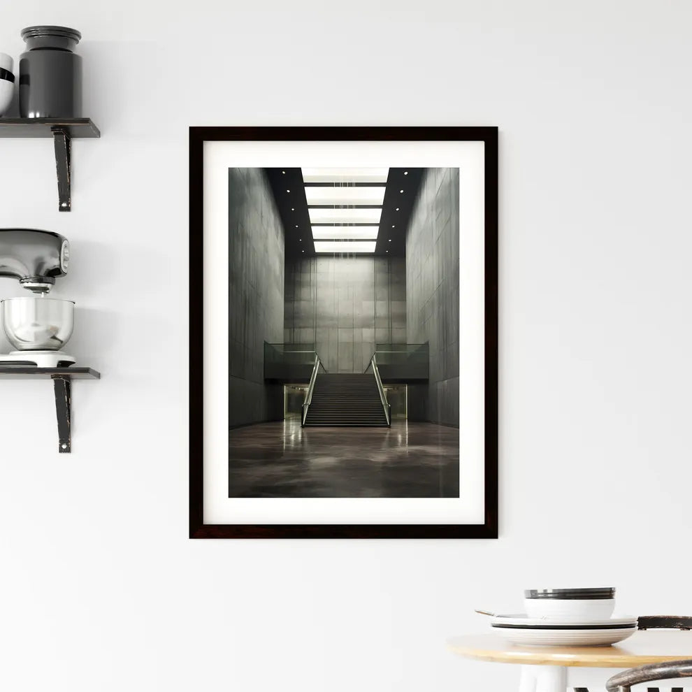 A Poster of Business center hall - A Stairca Framed Print