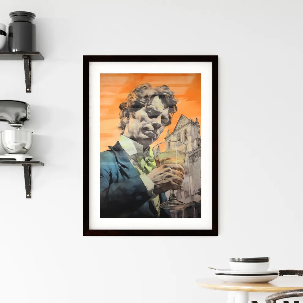 A Poster of mojito drink - A Man Holdin Framed Print