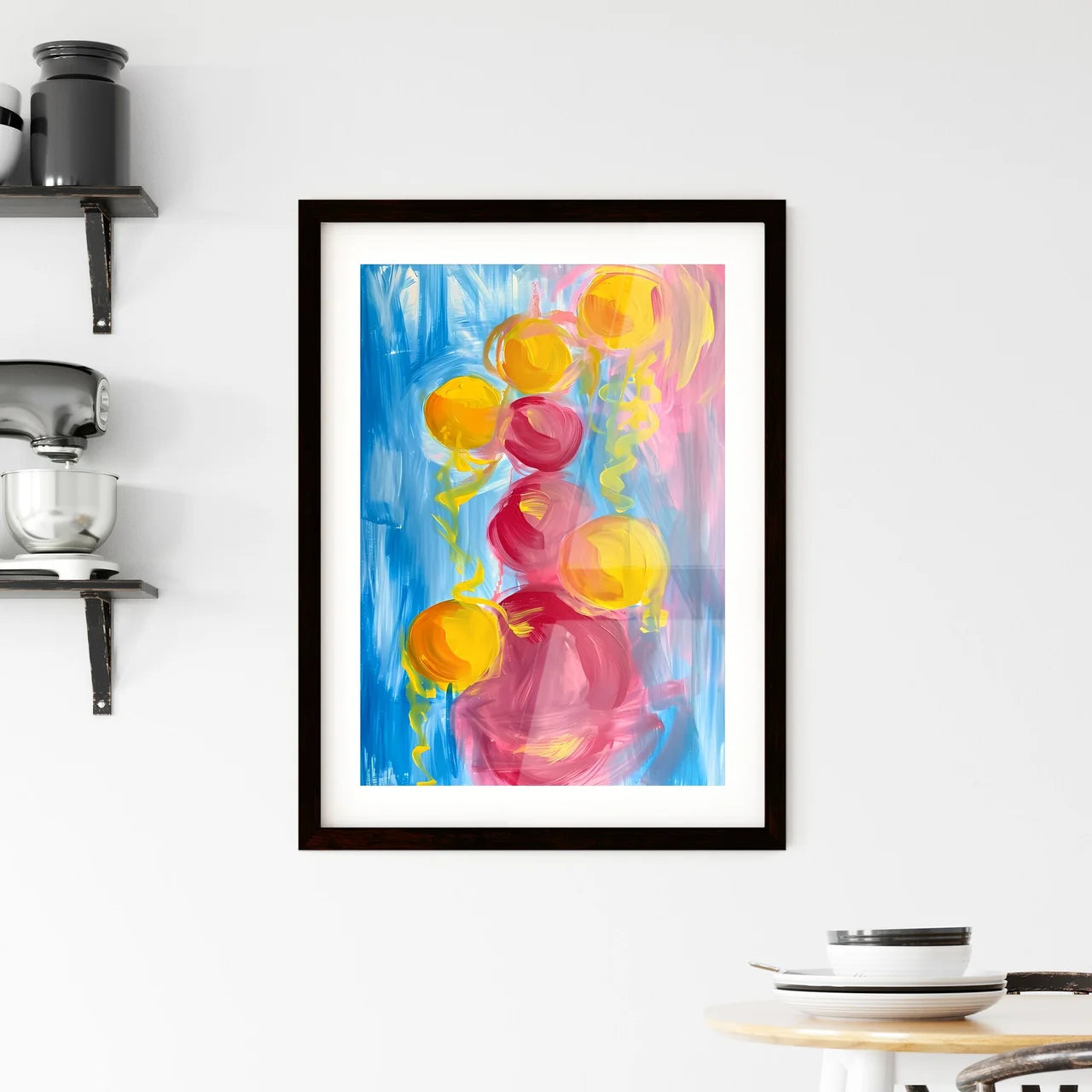 A Poster of Still life with Oranges ad Apple Framed Print