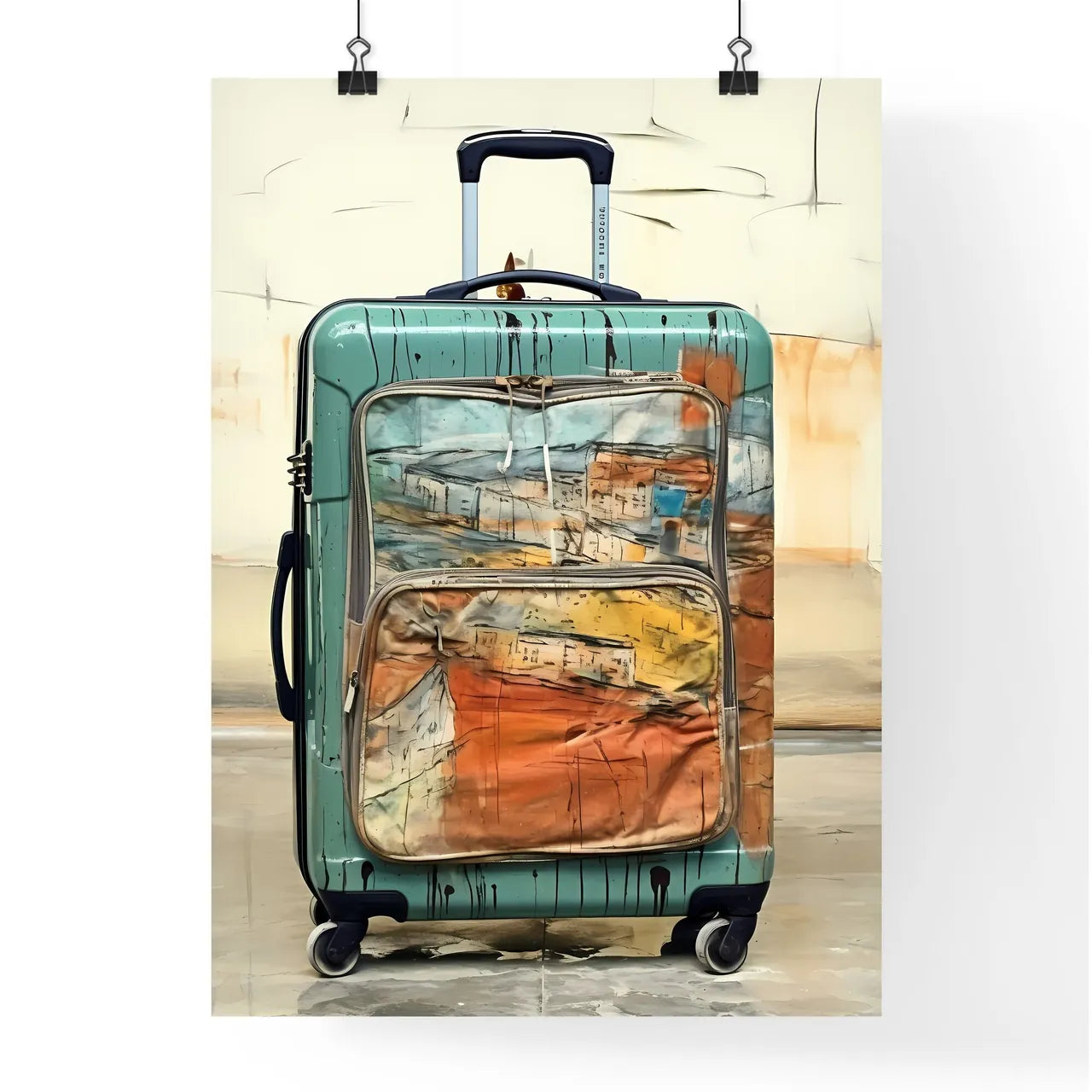 A Poster of travel suitcase at the airport - Poster