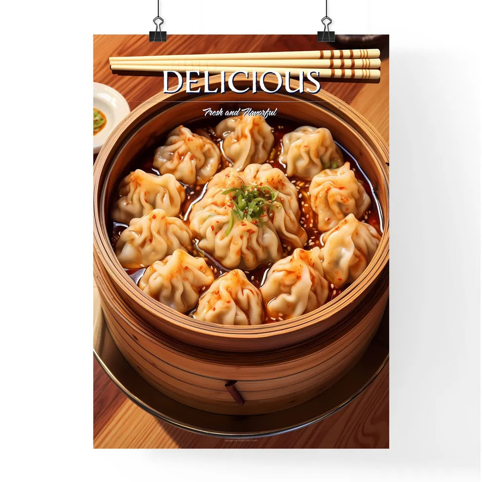 A Poster of Hot tasty chinese dumplings - A  Poster
