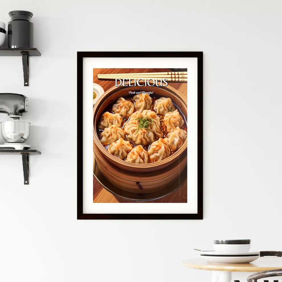 A Poster of Hot tasty chinese dumplings - A  Framed Print