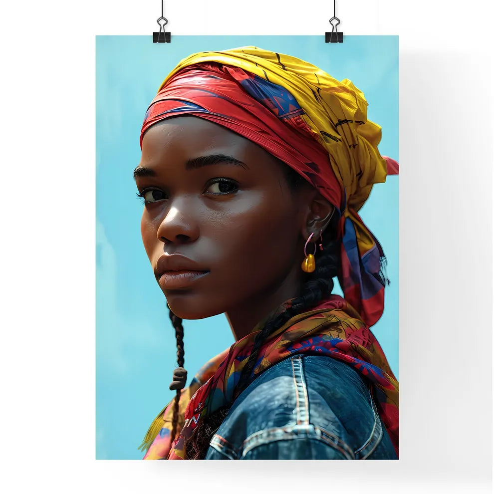 A Poster of light skin features - A Woman With A Colorful Head Scarf Default Title