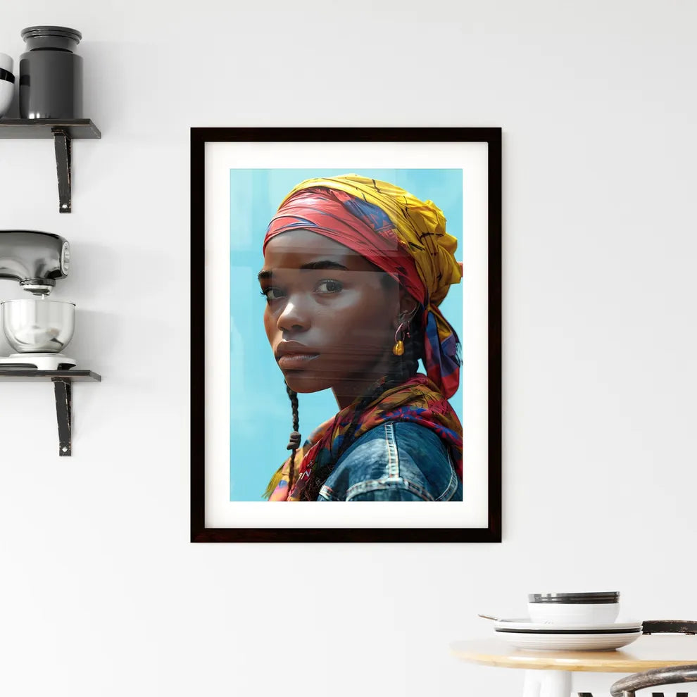 A Poster of light skin features - A Woman With A Colorful Head Scarf Default Title