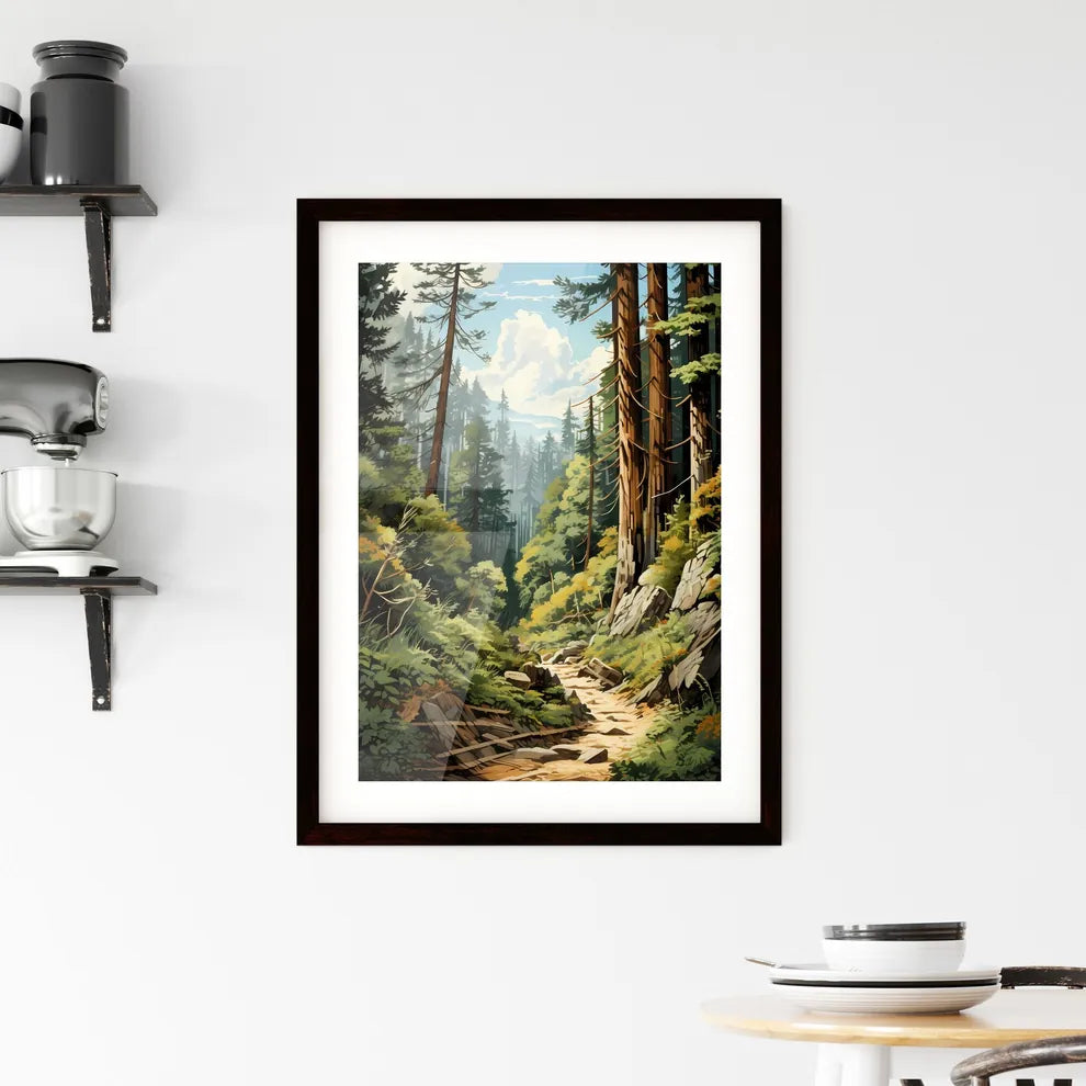 A Poster of Redwood National Park - A Painti Framed Print