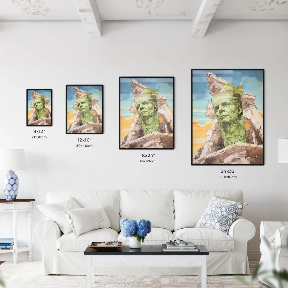 A Poster of mojito drink - A Glass With A Face On It Size Chart