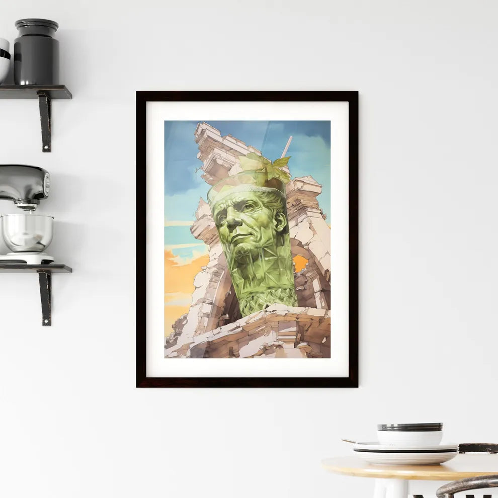 A Poster of mojito drink - A Glass With A Face On It Custom Print