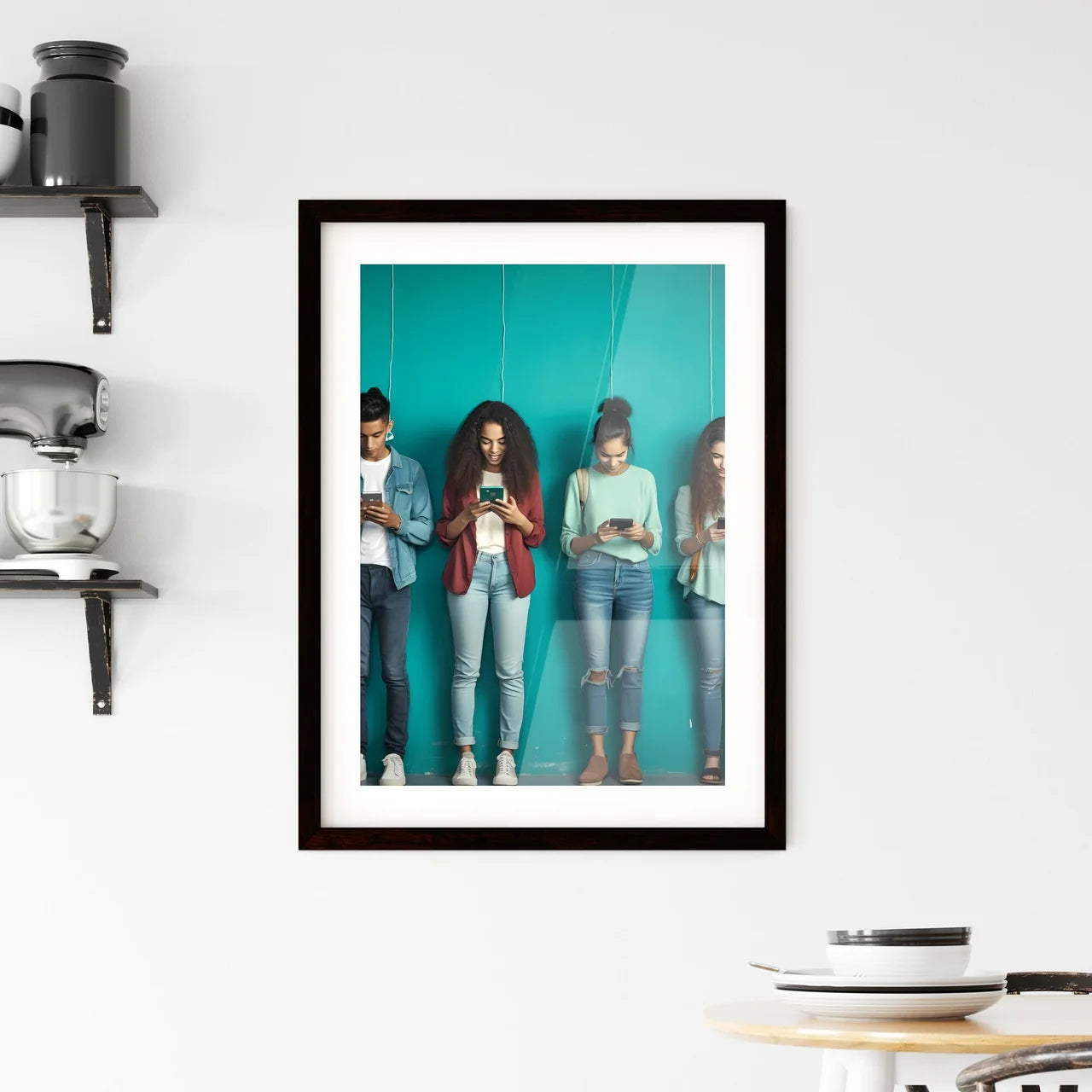 A Poster of Group of multiethnic teenagers a Framed Print
