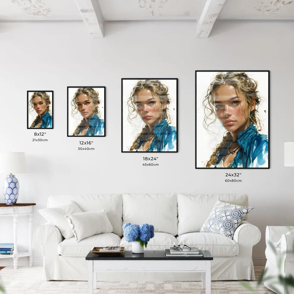 A Poster of gouache painting of a blonde - A - Kitchen Hangings